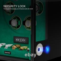 Fingerprint Automatic 6 Watch Winder 6 Watches Storage Display Case Box RGB Gift