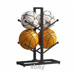 Fitlyiee 2-Layer Double-Sided Basketball Organizers Metal Ball Storage Rack S