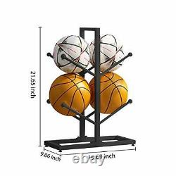 Fitlyiee 2-Layer Double-Sided Basketball Organizers Metal Ball Storage Rack S