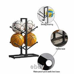 Fitlyiee 2-Layer Double-Sided Basketball Organizers Metal Ball Storage Rack S