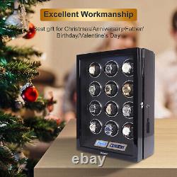 For 2-12 Watches Automatic Watch Winder Display Storage Case With Quiet Motor US