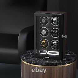For Automatic 6 Watch Winder LCD Touch Screen Display Box Case Storage White LED