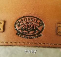 Fossil 1954 6 Slot Leather Watch Box Display Case Organizer Storage Brown Straps