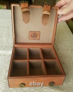 Fossil 1954 6 Slot Leather Watch Box Display Case Organizer Storage Brown Straps