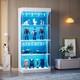 Four-storey Glass Display Case With Storage Space, Led Lighting, Glass Doors And