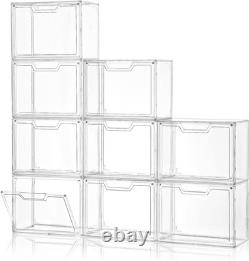 Freebat Stackable Storage Organizers, Clear Acrylic Display Case, 9-Pack Acrylic