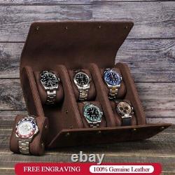 Geniune Leather Watch Box Display Case For 6 Watches Storage Organizer Holder