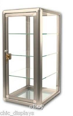 Glass Bronze Countertop Case Store Fixture Boutique Showcase Key Lock (3) Shelf