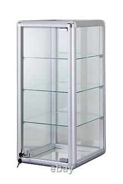 Glass Counter Top Display Case with Shelves and Lock