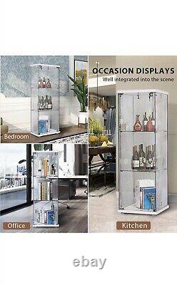 Glass Countertop Display Case Store Fixture Showcase with Front Lock 25mm 3 Layer