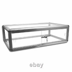 Glass Countertop Display Case Store Fixture with front lock Silver 30x18x9
