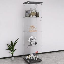Glass Display Cabinet 4-Shelf 2 Doors Curio Cabinet Display Case Storage Cabinet