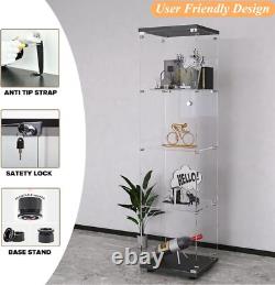 Glass Display Cabinet 4-Shelf 2 Doors Curio Cabinet Display Case Storage Cabinet