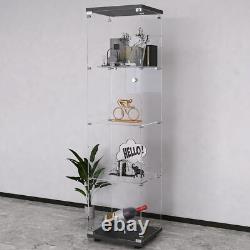 Glass Display Cabinet 4-Shelf 2 Doors Curio Cabinet Display Case Storage Cabinet