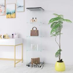 Glass Display Cabinet 4-Shelf 2 Doors Curio Cabinet Display Case Storage Cabinet