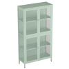 Glass Display Cabinet Adjustable Shelves 4 Doors Storage Case For Home Office