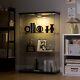 Glass Display Cabinet Black Withled Light 3 Shelves 2 Doors Storage Case For Curio