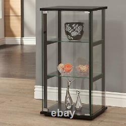 Glass Display Cabinet Case Storage Organizer Push-To-Open Door Home Room 3-Shelf