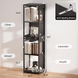Glass Display Cabinet, Display Case for Collectibles, Black