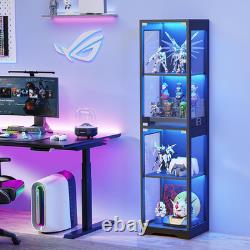 Glass Display Cabinet, Display Case for Collectibles, Black