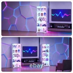 Glass Display Cabinet Lockable 5-Tier Shelves RGB LED Trophy Display Cabinet