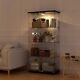 Glass Display Cabinet Withled Push Light 4 Shelves 2 Doors Storage Case For Curio