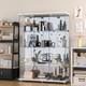 Glass Display Cabinet Withmirror 4 Shelves 3 Door Storage Case For Curio New White