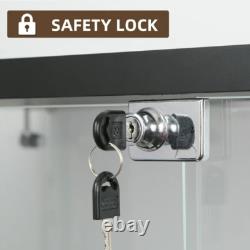 Glass Display Cabinet WithMirror 4 Shelves 3 Door Storage Case For Curio NEW White