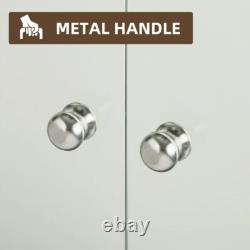 Glass Display Cabinet WithMirror 4 Shelves 3 Door Storage Case For Curio NEW White