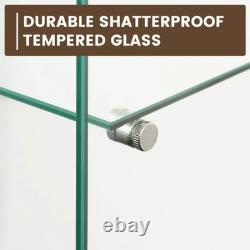 Glass Display Cabinet WithMirror 4 Shelves 3 Door Storage Case For Curio NEW White