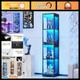 Glass Display Cabinet For Collectibles Modern Black Showcase Case, Storage Uni