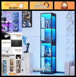 Glass Display Cabinet for Collectibles Modern Black Showcase Case, Storage Uni