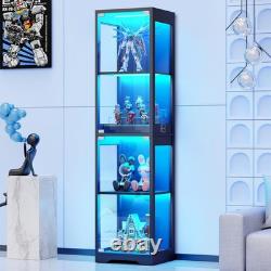 Glass Display Cabinet for Collectibles Modern Black Showcase Case, Storage Uni