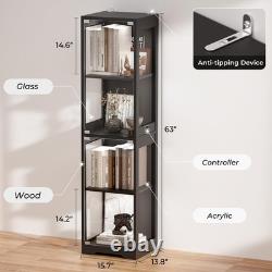 Glass Display Cabinet for Collectibles Modern Black Showcase Case, Storage Uni