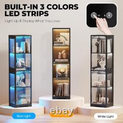 Glass Display Cabinet for Collectibles Modern Black Showcase Case, Storage Uni