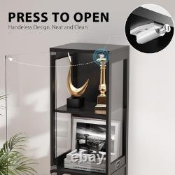 Glass Display Cabinet for Collectibles Modern Black Showcase Case, Storage Uni