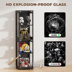 Glass Display Cabinet for Collectibles Modern Black Showcase Case, Storage Uni
