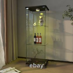 Glass Display Cabinet with LED Lights Modern Collectibles Toy Organizers Rack