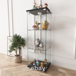 Glass Display Cabinet with LED Lights Modern Collectibles Toy Organizers Rack