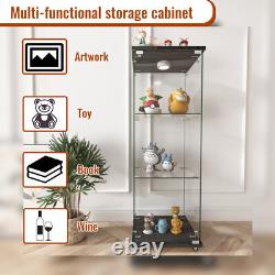 Glass Display Cabinet with LED Lights Modern Collectibles Toy Organizers Rack