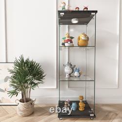 Glass Display Cabinet with LED Lights Modern Collectibles Toy Organizers Rack