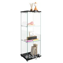 Glass Display Cabinet with LED Lights Modern Collectibles Toy Organizers Rack