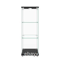 Glass Display Cabinet with LED Lights Modern Collectibles Toy Organizers Rack