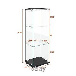 Glass Display Cabinet with LED Lights Modern Collectibles Toy Organizers Rack