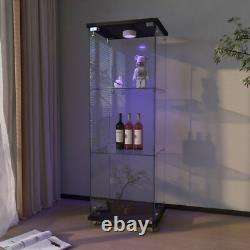 Glass Display Cabinet with LED Lights Modern Collectibles Toy Organizers Rack