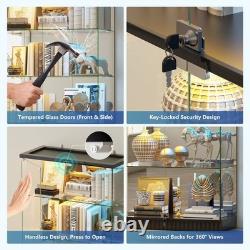 Glass Display Cabinet with RGB Lights, 5-Tier Figure Display Cases with Locks