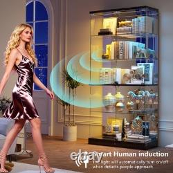 Glass Display Cabinet with RGB Lights, 5-Tier Figure Display Cases with Locks