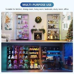Glass Display Cabinet with RGB Lights, 5-Tier Figure Display Cases with Locks