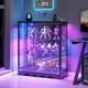 Glass Display Cabinet With Rgb Lights & Adjustable Shelves, 3-tier Display Case