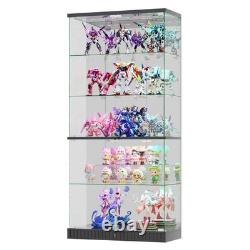 Glass Display Cabinet with RGB Lights, Lockable Display Cases for Action Figure